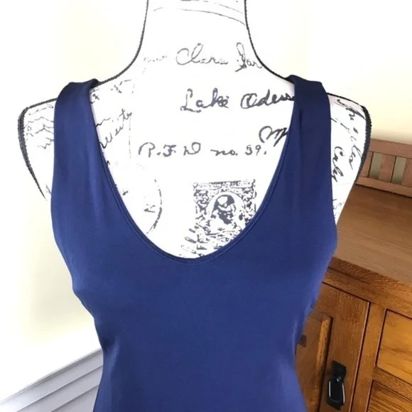 Ralph Lauren Navy Blue Rayon Blend Medium Dress - Picture 3 of 5